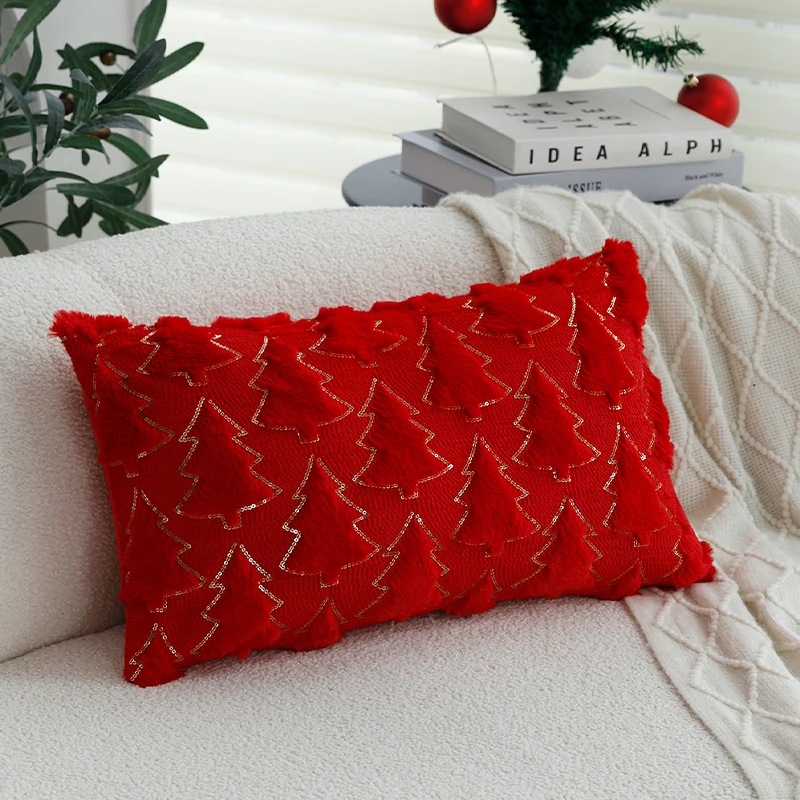 

Cushions Cover for Living Room Sofa Party Pillow Cases 45x45cm Plush Red|Green Home Decoration Pillow Cover Christmas Supplies