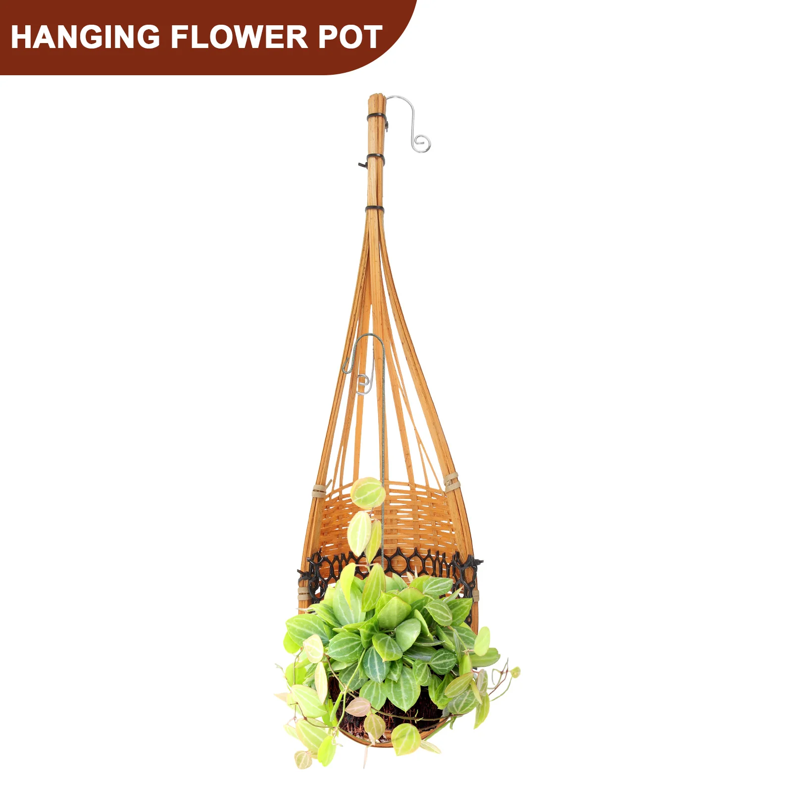 

3pcs Bamboo Hanging Outdoor Hanging Basket Baskets Handmade Plant Pots Storage Balcony Sturdy Practical