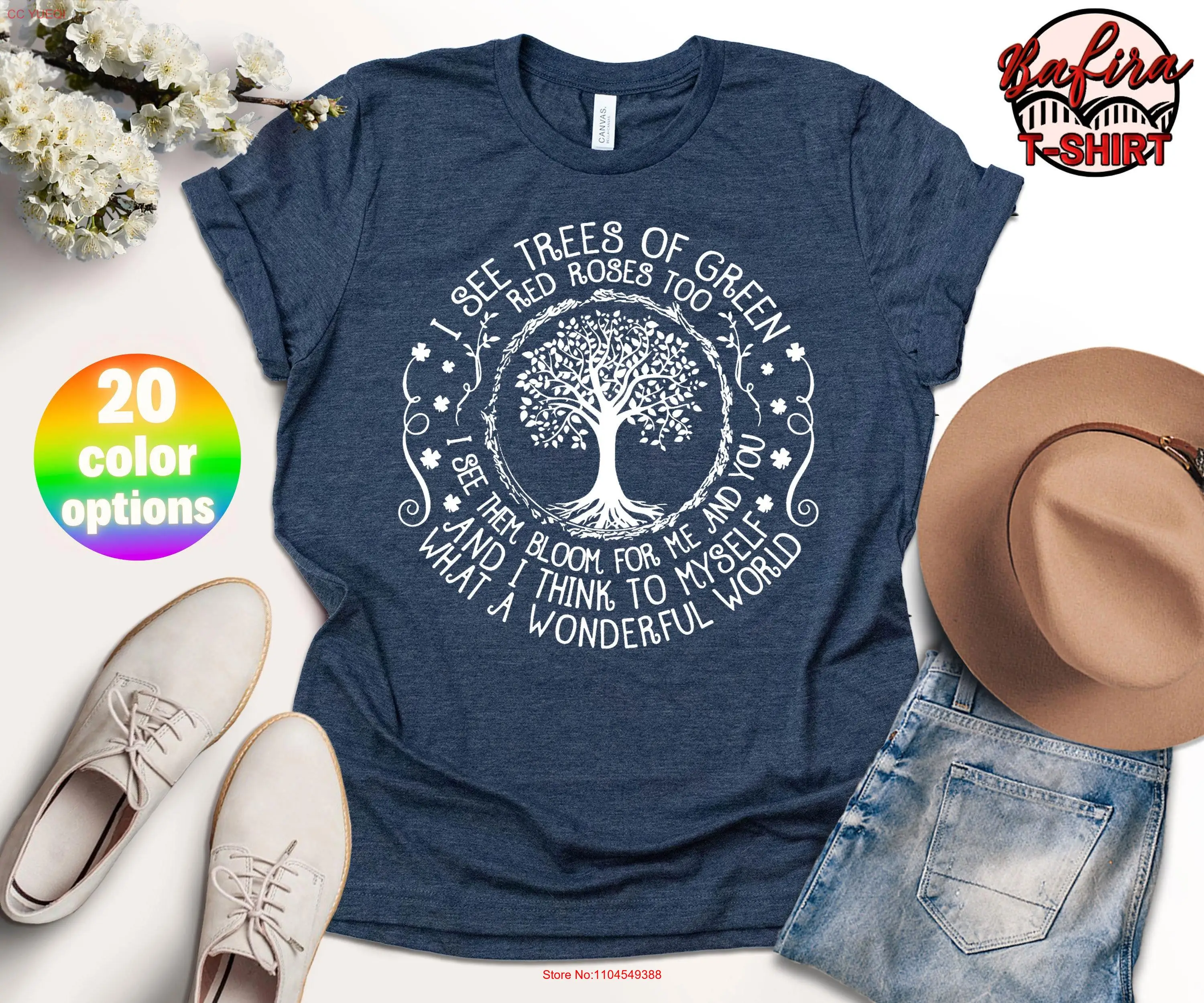 

Футболка I See Trees Of Green Red Roses Too What A Wonderful World Tree Life Hippie для женщин с длинными или короткими рукавами