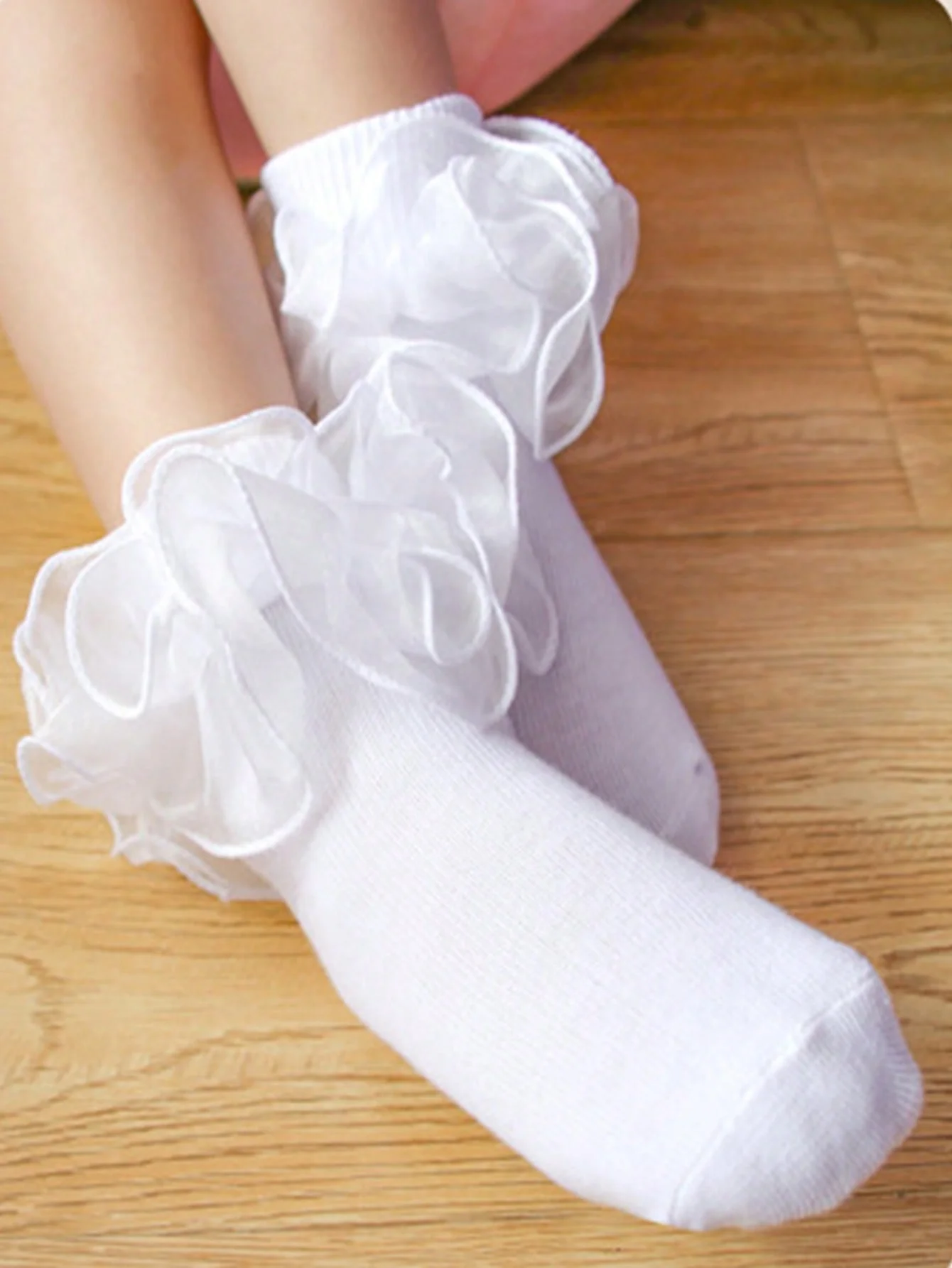 1 Pair of Baby Girls Cute Ankle Socks with Ruffled Edges, Soft Breathable Princess Socks Suitable for 1-11 Years Girls' Daily Life