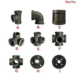 Antique Style Black self colour malleable iron pipe fittings connectors Black cast Iron threaded pipe 1/2 inch 3/4 inch 1 inch