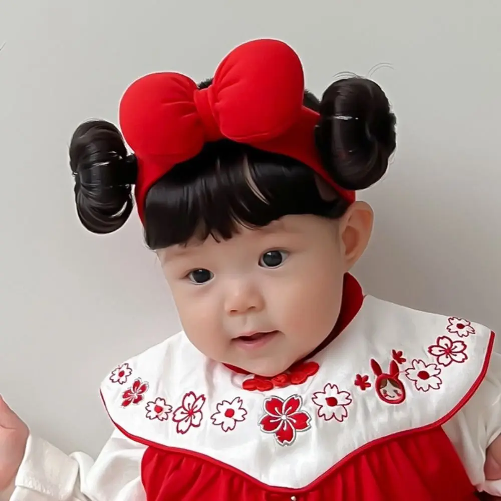 Cute Baby Hair Bands Wig Hair Accessories Bowknot Cotton Bangs Chignons Headband Realistic Fluffy Newborn Wig Headband Toddler