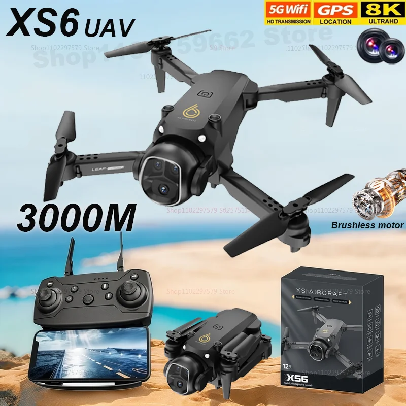 Professional Drone XS6 8K Wide-Angle HD 1080P Camera WiFi FPV Height Hold Foldable RC Drone Quadrotor Helicopter Children's Toys