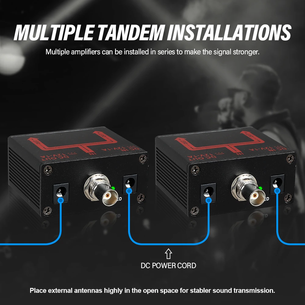 UHF Wireless Antenna Distribution System 470-960 MHz Range Wireless Microphone Signal Amplifier for Outdoor Stage Performances