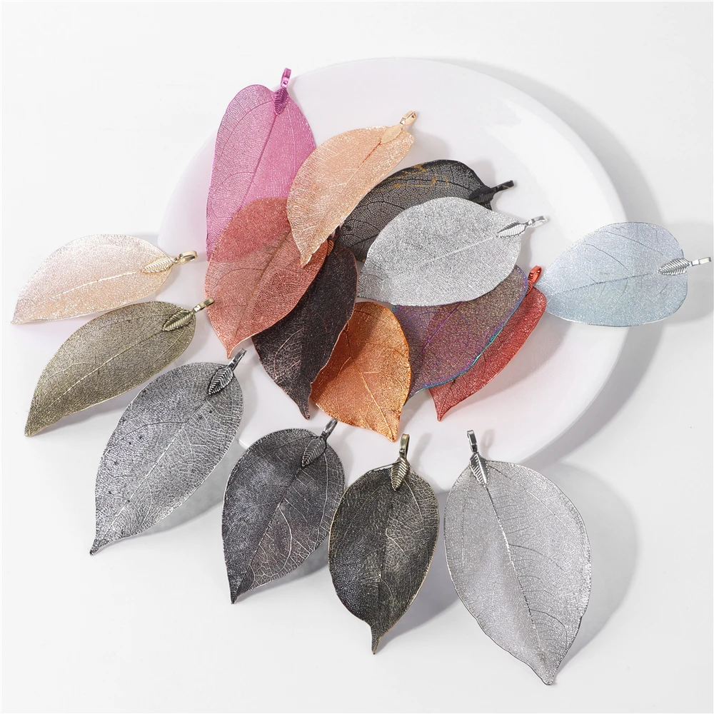 5pcs Fashion New Leaves Metal Pendants Unique Sweater Leaf vein Pendant DIY Necklace Earring Accessory Fine Jewelry Handmade