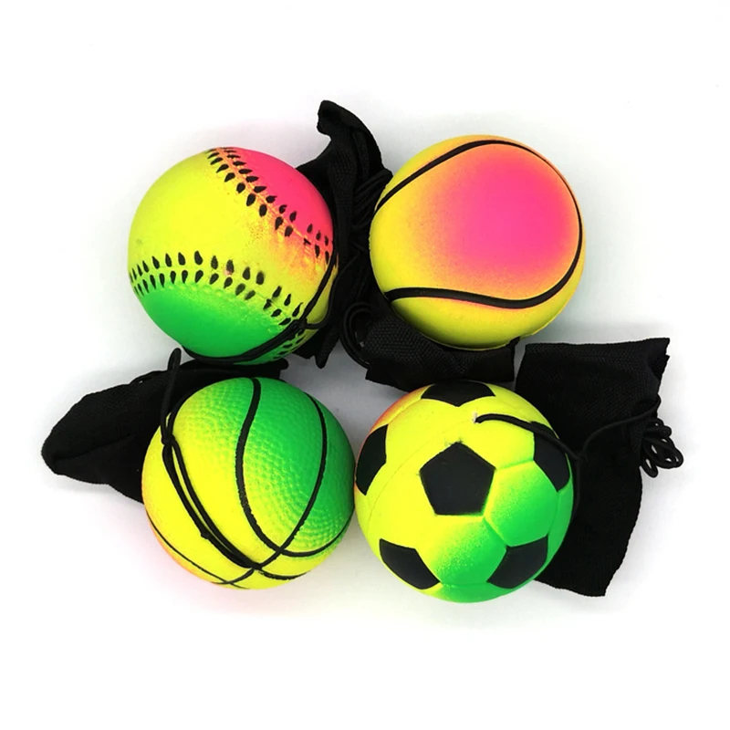 Wrist Return Ball Elasticity Rubber Ball For Wrist Exercise Hand Strengthening Outdoor Indoor Bouncy Ball Wristband Kids Toys