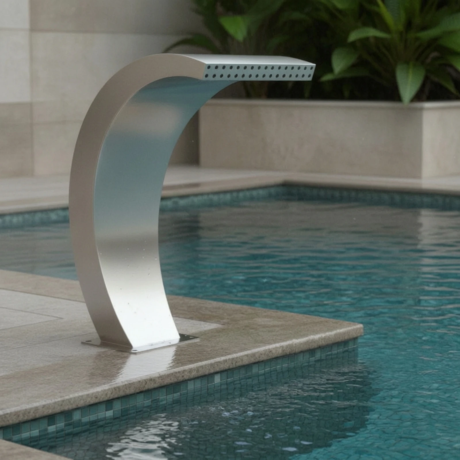 Pool Fountain with Base Rectangular Water Curtain Nozzle Pool Waterfall Fountain Easy Attach Hardware Cooling for Pond, Spa