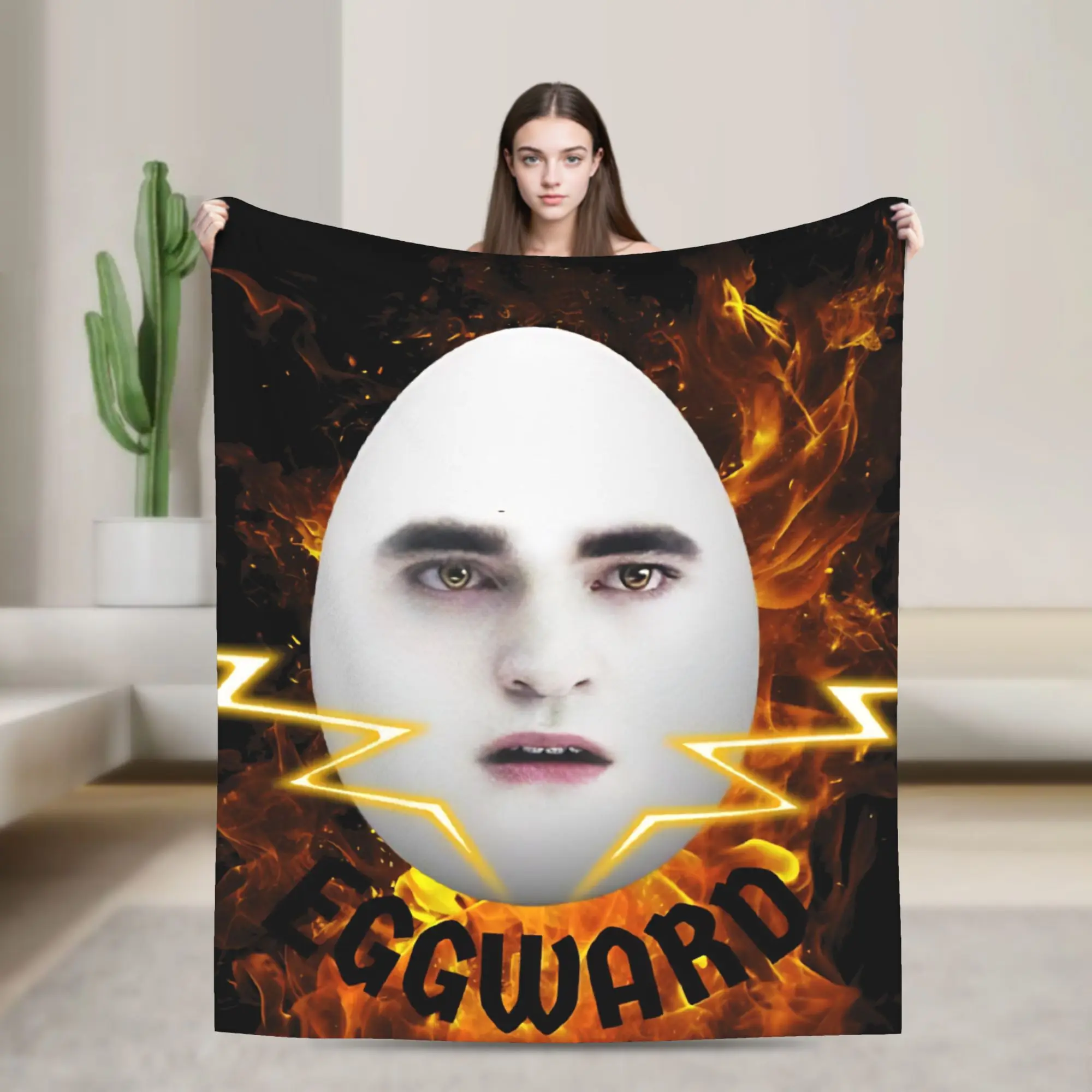Eggward Fire Funny Meme Knitted Blanket Twilight Edward Cullen  Wool Throw Blanket Summer Air Conditioning Soft Warm Bedspreads