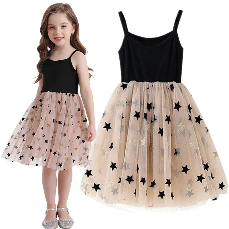 Little Girls Summer Dress for Kids Polka Dot Sequins Sling Tutu Princess Party Birthday Wedding Children Clothing Casual Dress