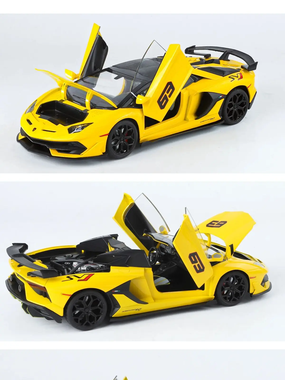 Grote 1/18 Aventador SVJ Supercar Model Simulatie Interieur Details Volwassen Collectie Ornamenten Jongen Cadeau Halloween Speelgoed - afbeelding 2