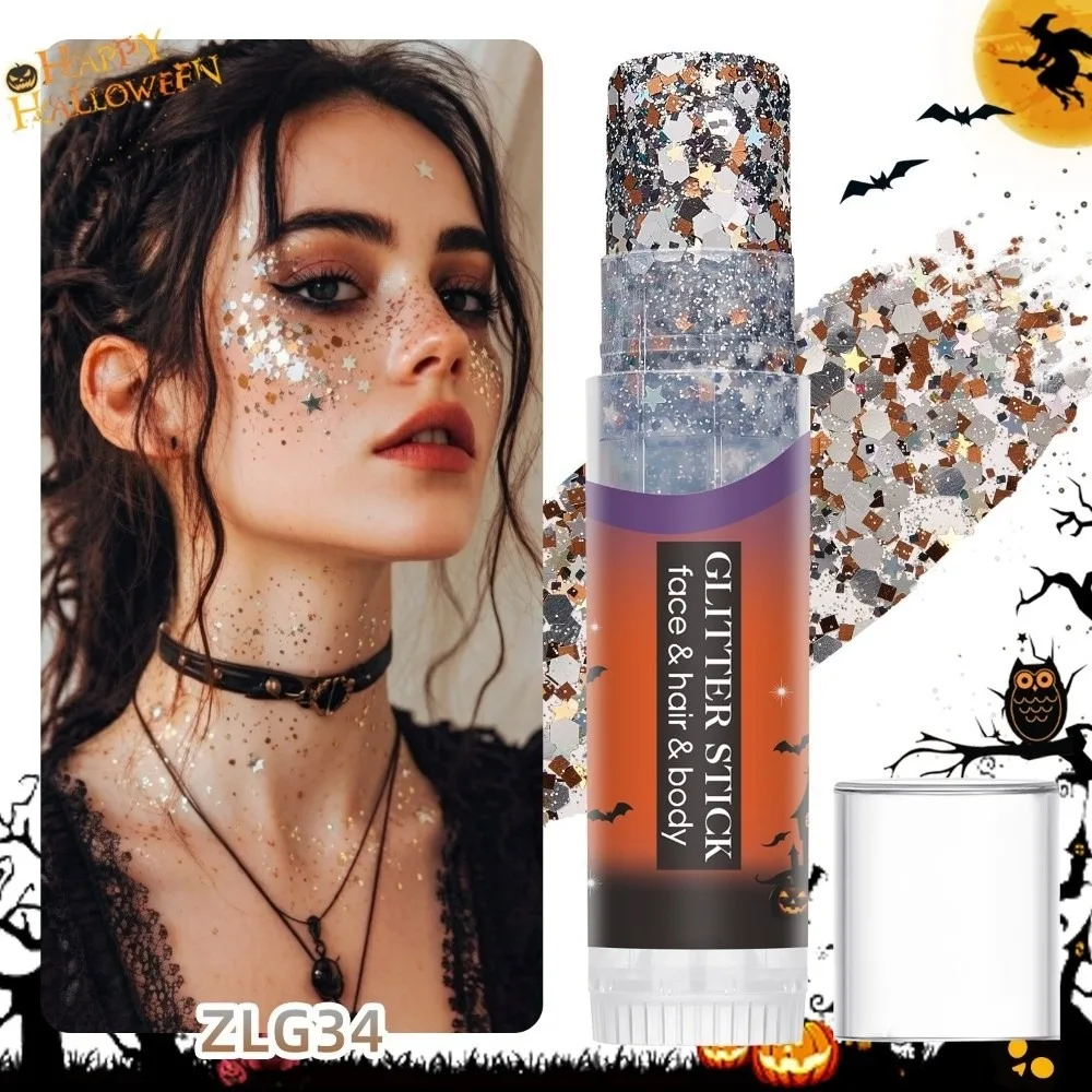 Gel Texture Body Art Glitter Stick Flash Effect Multi-Purpose Facial Eyeshadow Stick Sparkling Shiny Lip Hair Makeup Stick