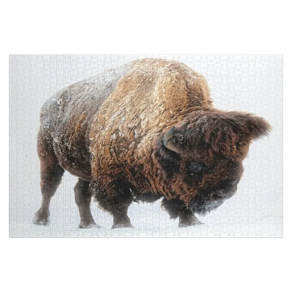 An American Bison Moves Through a Winter Snowstorm Jigsaw Puzzle Novel Toys For Children 2022 Wood Adults Puzzle