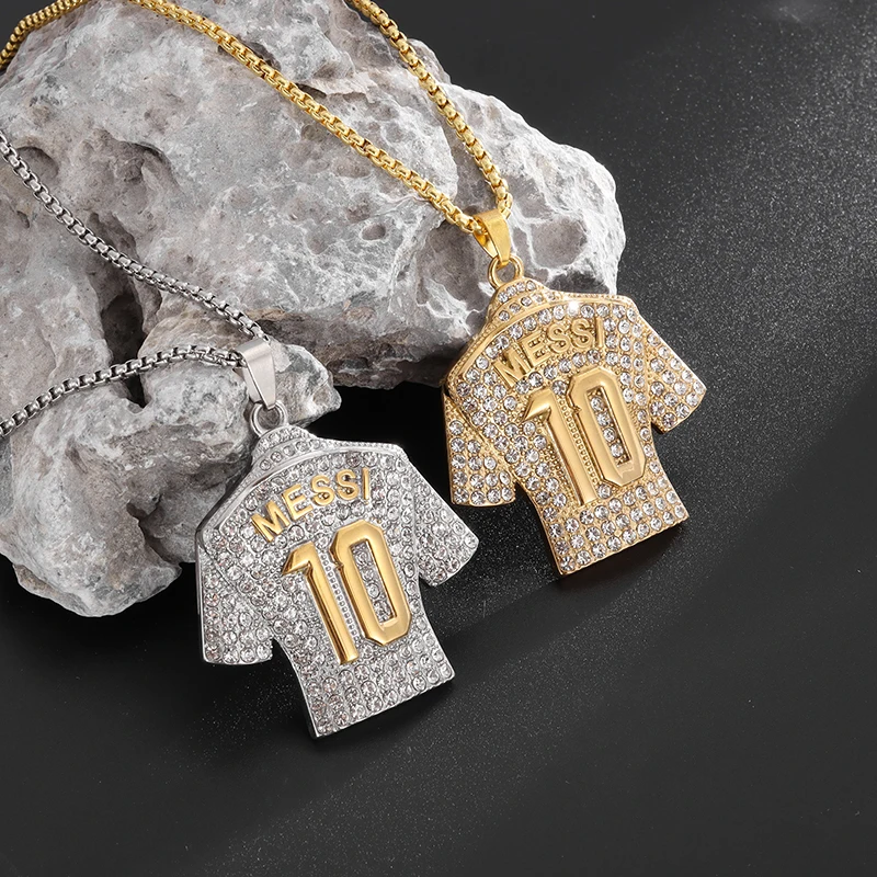 Hip Hop Iced Out Number 10 Lucky Jersey Necklace for Men Sports Star Pendant Rap Punk Jewelry Football Club Gift