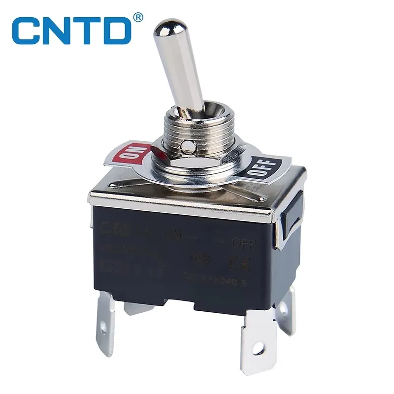 CNTD C521A C5R21A Toggle Switch 4-Pin 2-Position DPST ON-OFF 15A 250VAC Quick Terminal #250 Self-Locking/Momentary Optional Boot