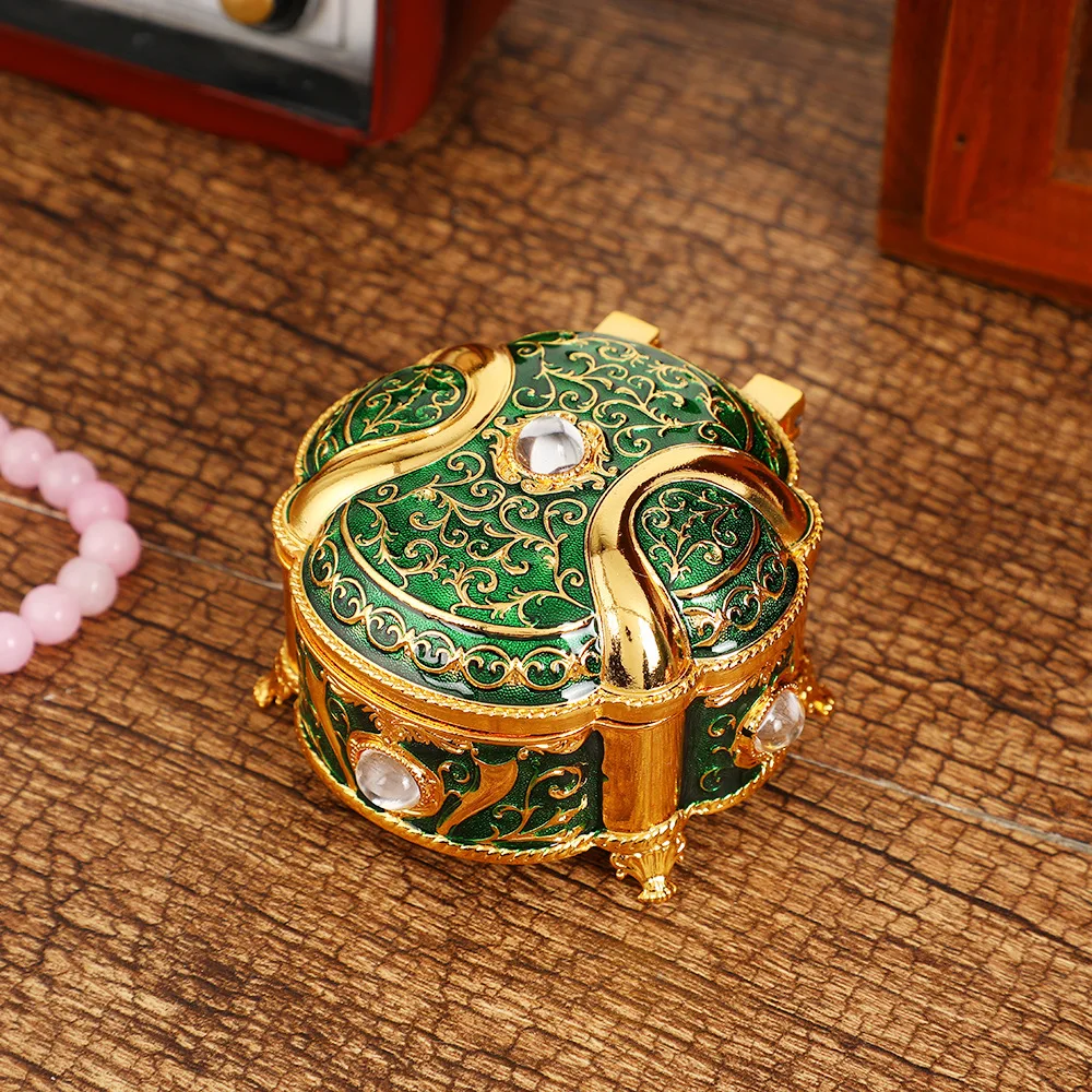 Creative Round Metal Jewelry Box, Storage Tin Ring Container for Girl, Friend Gift