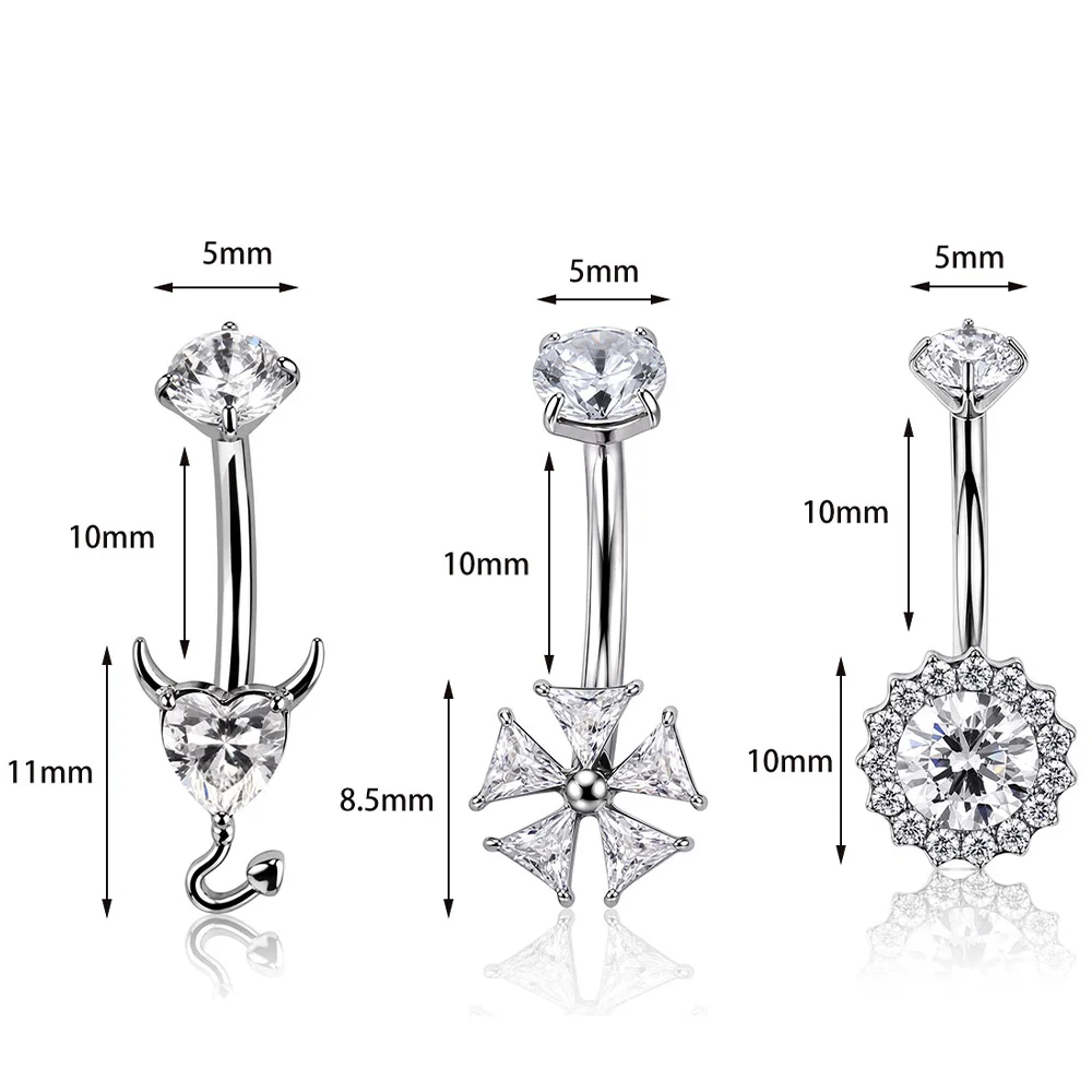 Innengewinde G23 Titan Bauchnabelring mit verschiedenen Formen, Opal-Zirkon Nabelpiercing-Schmuck, Körperpiercing-Zubehör – Detail 3