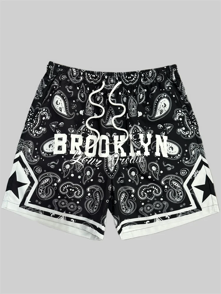 

2025 New Trend Cashew Flower Pattern Casual Shorts Men's Outdoor Fitness Shorts Summer Men's Large Size Shorts Beach Shorts