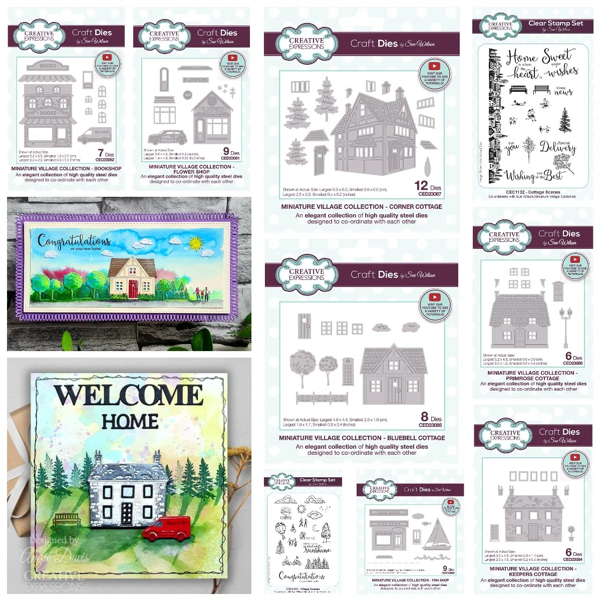 Home House New Craft Metal Cutting Dies Village Cottage Scenes Stamps Flower Shop Bluebell Die DIY Scrapbooking Diary Embossing