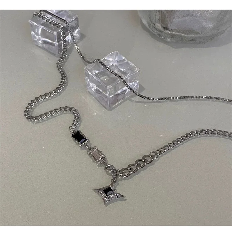 

Unisex Stainless Steel Star Necklace Hip-Hop Style Layered Collar Jewelry for Men Women Birthday Valentine's Day Gift