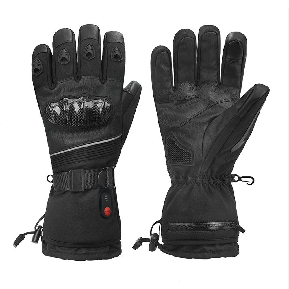 Rechargeable Heated Ski Gloves with Waterproof Design and Three-Level Temperature Adjustment for Outdoor Sports