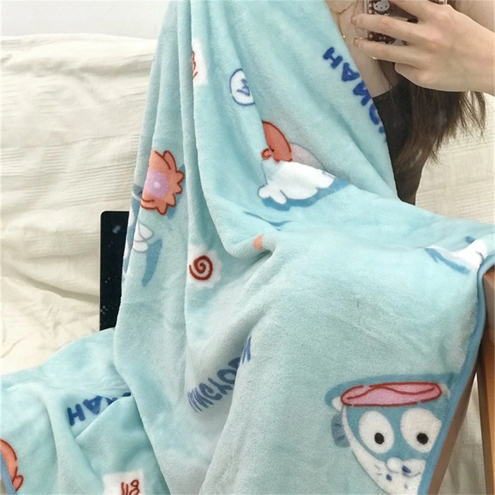 Cute Anime Blanket Lovely Anime Warm Flannel Blanket Pillowcase Japanese style Blanket Bedspread Bedroom Sofa Bed Girl