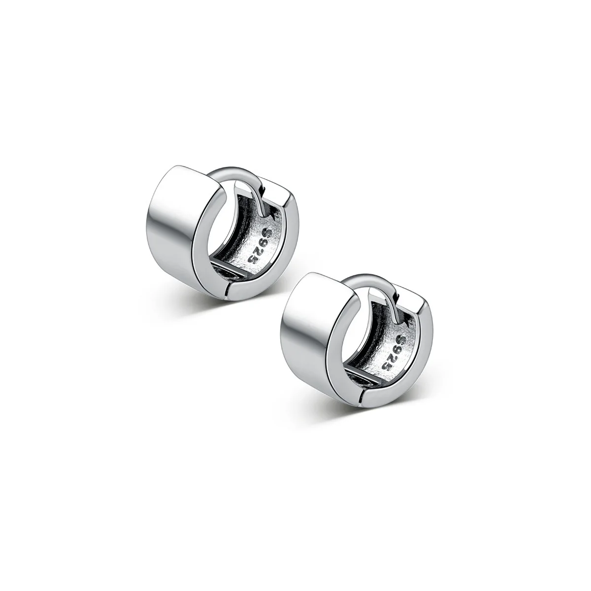 sMALL Cute Authentic 925 Sterling silver Square Round Piercing Ear-Bone Hoop Earrings Leverback Jewelry C-M01320