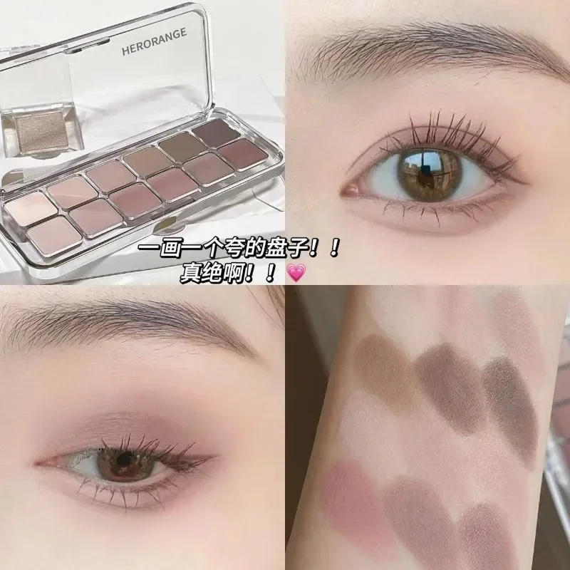 Palette de fards à paupières coréens, 12 couleurs, couleur terreux, mat, longue durée, paillettes, maquillage pour les yeux, cosmétiques