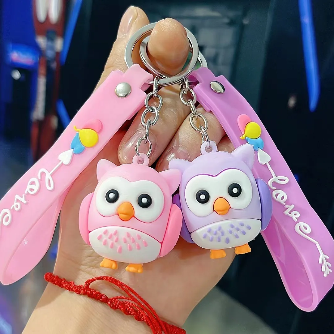 Cartoon Soft Rubber Owl Doll Keychain Cute Women's Bag Car Key Pendant Accessories Wholesale