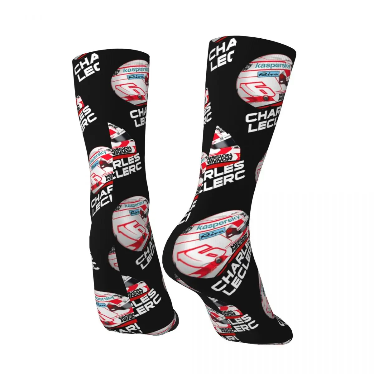 Funny Crazy Sock for Men Groovy Hip Hop Vintage Charles Leclerc Happy Seamless Pattern Printed Boys Crew compression Sock