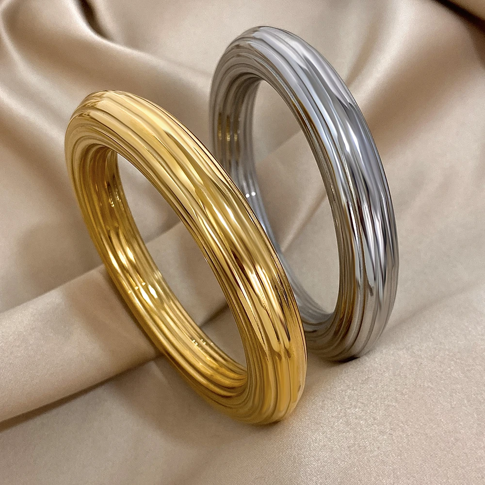 Simple Pearl Rhinestone Stainless Steel Wide Bracelet For Women Men Fashion Zircon Waterproof Couple Wrist Bangle Jewelry Gift #2