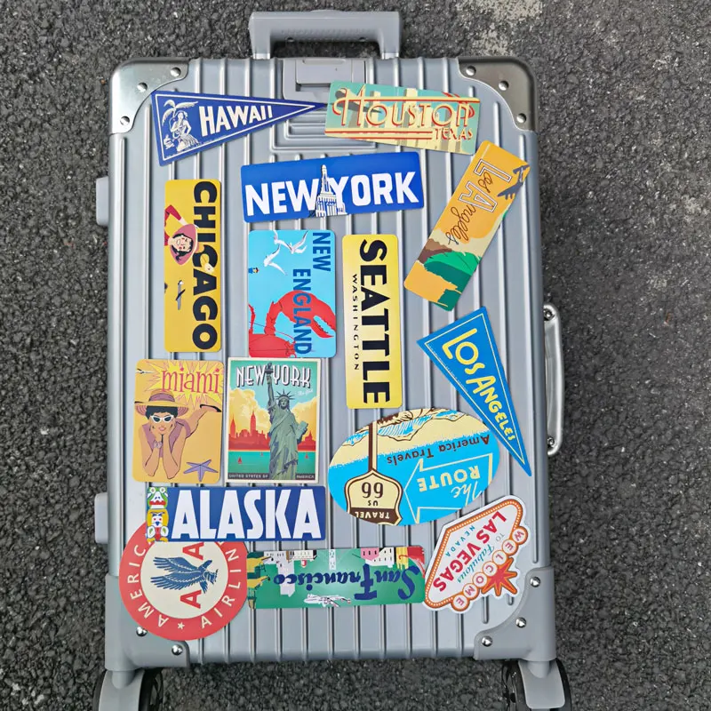 15 Pcs/Set BigSize tickers Aesthetic Retro Pegatinas Matt Vinyl Travel Cities Laptop Decal for Suitacase Skateboard Decorat