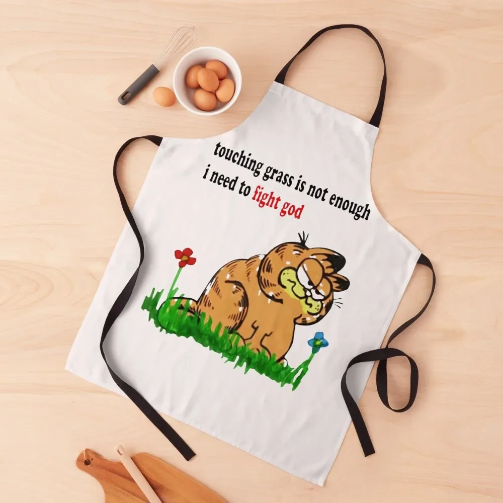 Touching grass is not enough i need to fight god Apron For Men Men kitchen Kitchen Man Kitchen And Household Goods Apron