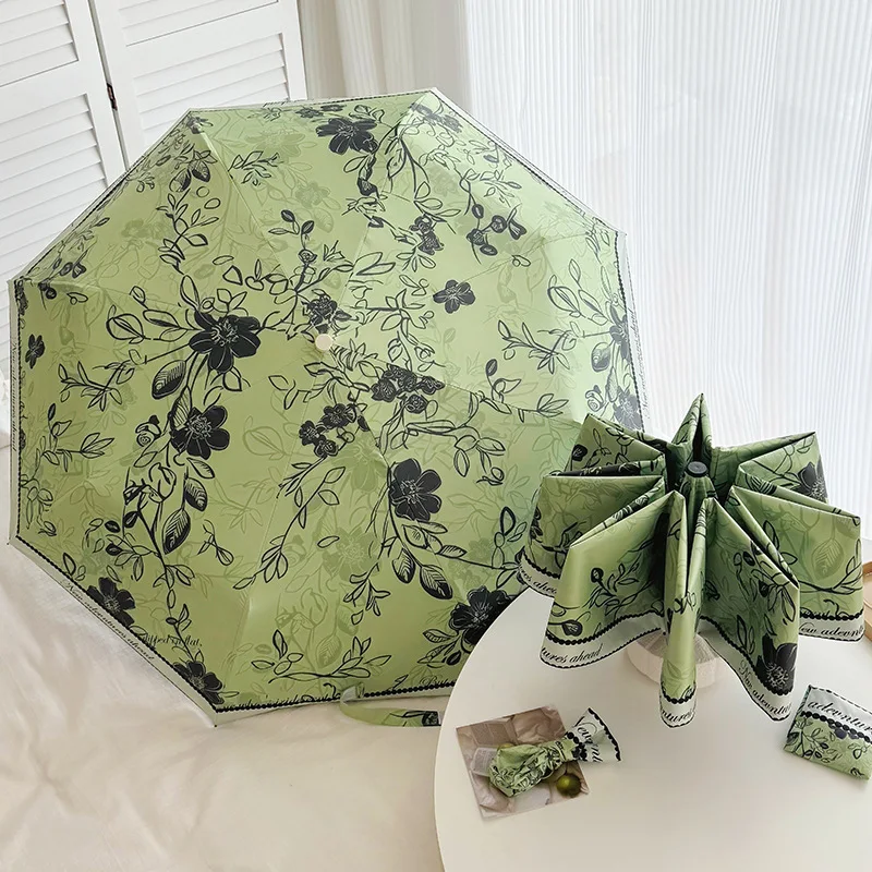 

UV umbrella,British style girl umbrella,Folding automatic umbrella,Wind and sun protection Travel portable,Birthday holiday gift