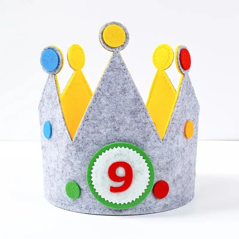 

1set Felt Crown Birthday Hat with Interchangeable Numbers 0-9 Adjustable Felt Birthday Crowns Birthday Party Decor Photo Props
