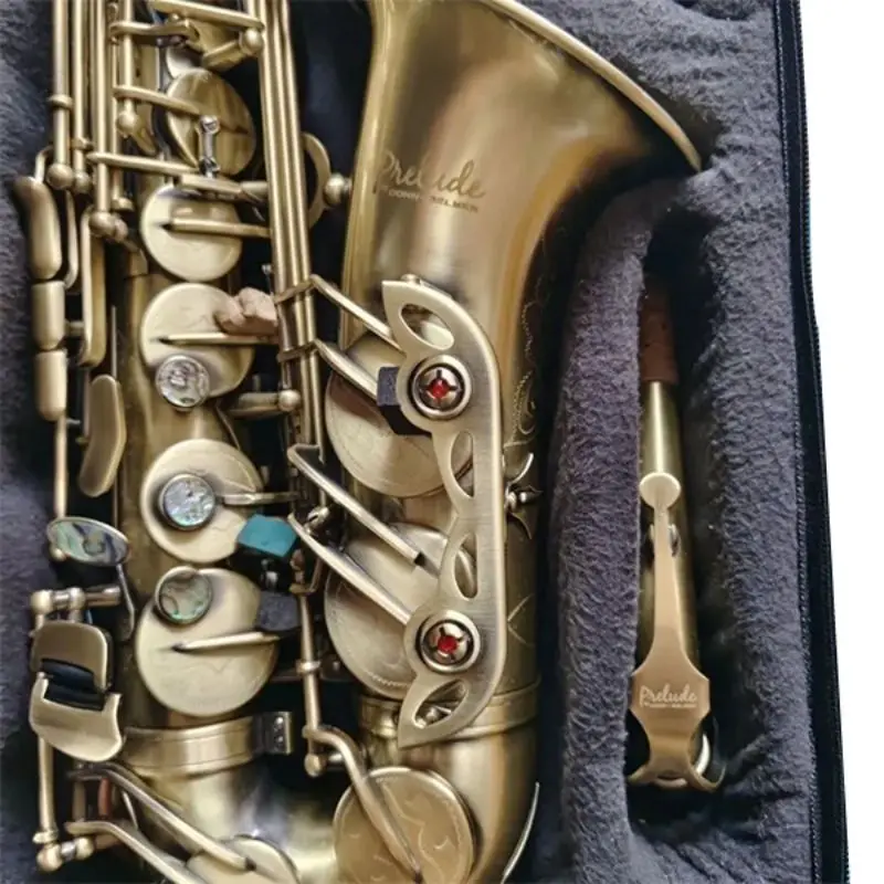 

USA Brass Alto Saxophone Antique brushed satin finish Model Woodwind Professional musical instruments Sax with Accessories