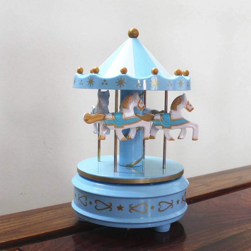 Carousel Music Box Cake Decorative Ornament Baby Birthday Gift Toys Romantic Desktop Ornament Christmas Home Decor