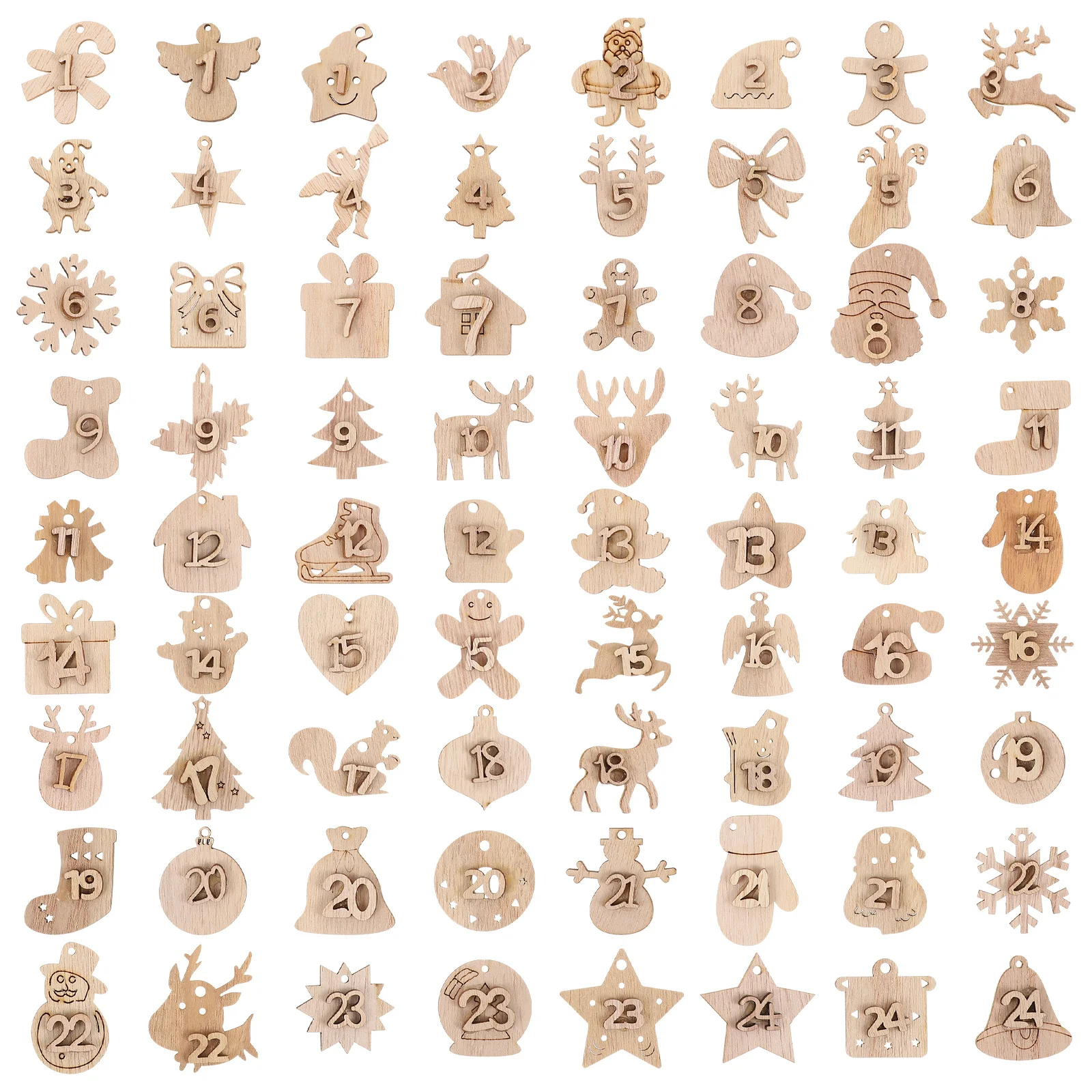 

72Pcs Christmas Advent Calendar Hanging Wooden Numbers Xmas Tree Decoration Labels Countdown Calendar Numbers Xmas Tree Hanging