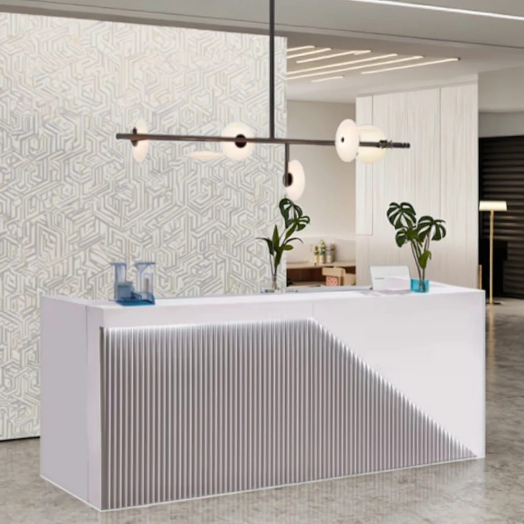 Comptoir de réception minimaliste moderne, mobilier de bureau réglable pour hôtels, Salons de beauté et bureaux, matériau en pierre, 1021
