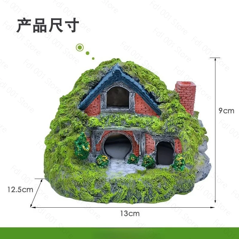 Reptile Hideout Resin Simulation Garden Hut Lizard Corn Snake Terrarium Decor Hiding Cave