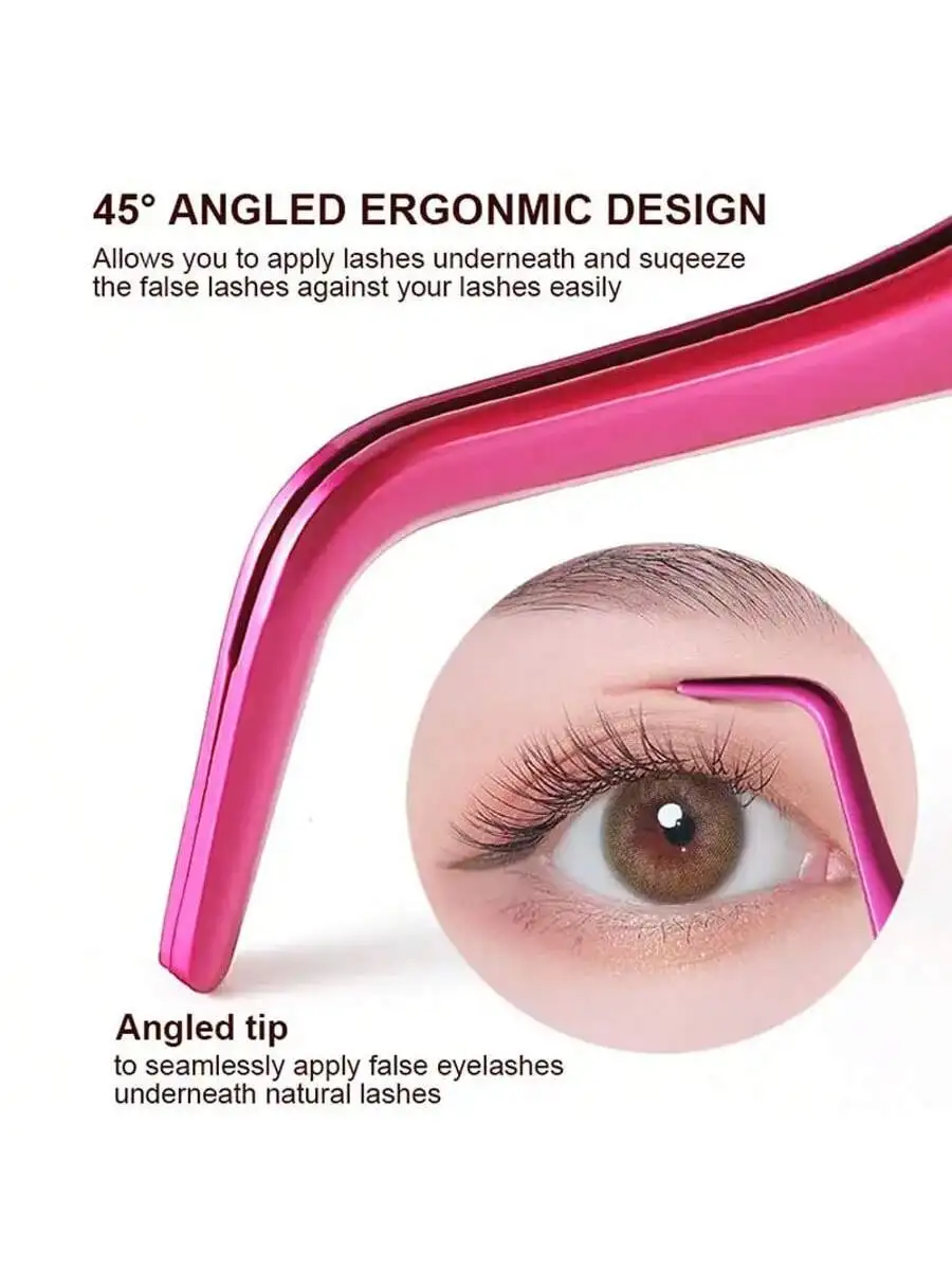 1/2pcs Ergonomic Stainless Steel Lash Tweezers Professional Eyelash Applicator Tool for Women Convenient Makeup Tool