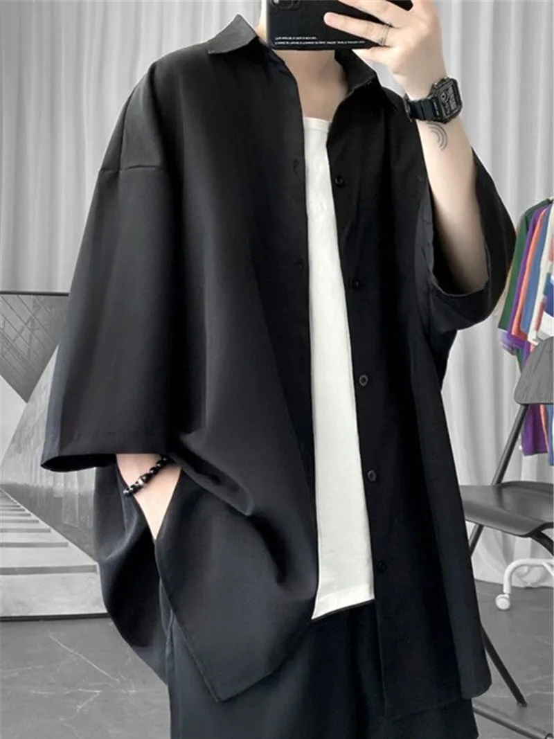 

Laid-ba Sle Extra Large 300 Pou Ice Silk ort Sve Men's irt Loose Design Sensation Youthful Trend Polyester Fiber