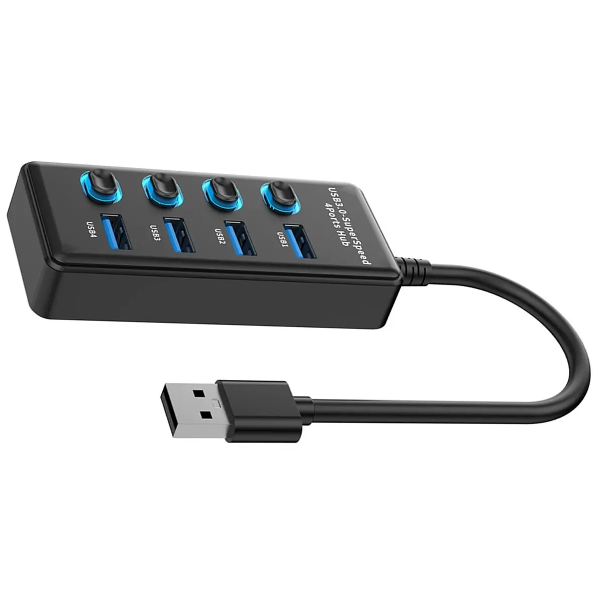 A85P 4 Ports USB 3.0 Hub High Speed USB Splitter with Switch USB Extender for Laptop PC U Disk Mouse Keyboard 5Gbps Data