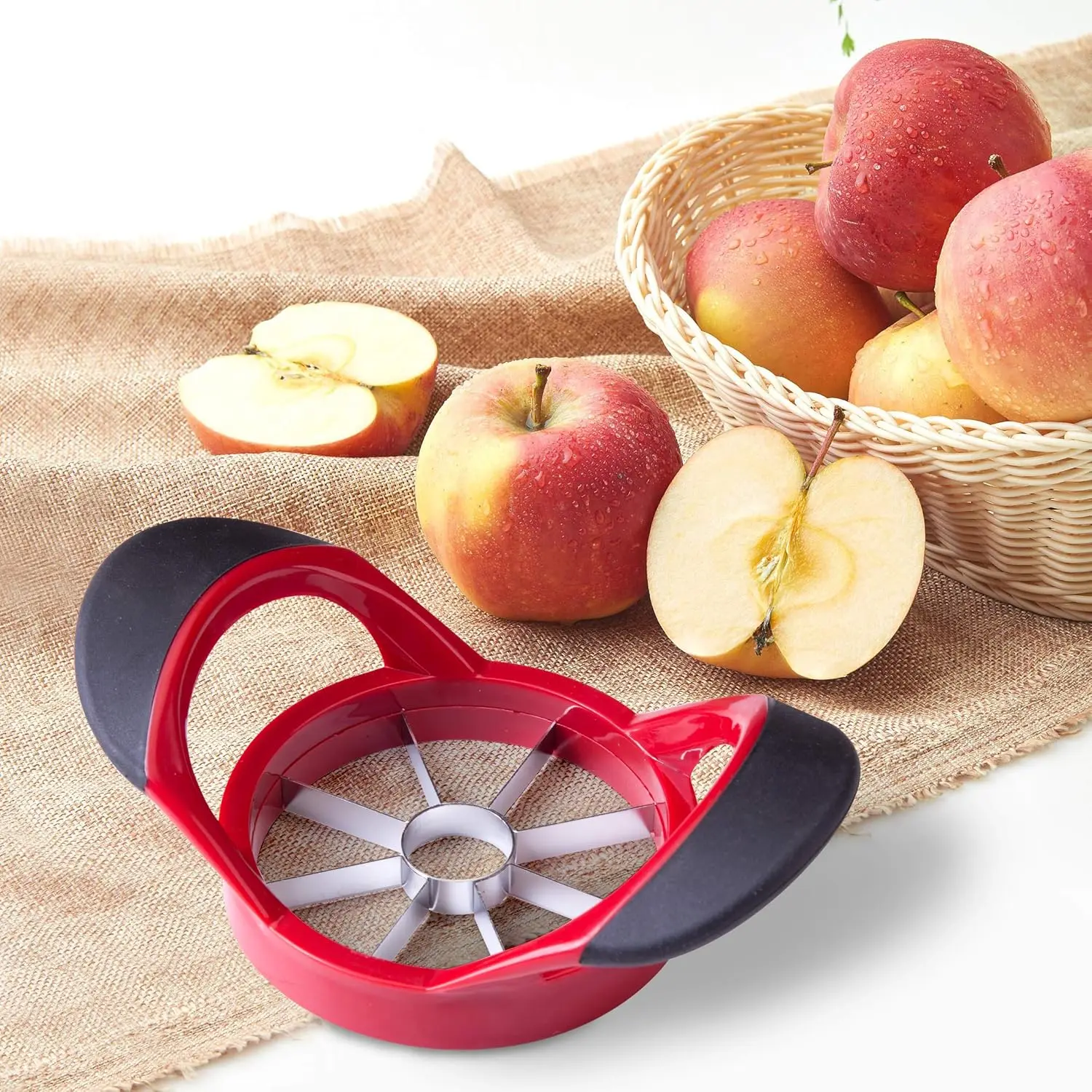 1pc Apple cutter, apple corer & slicer-stainless steel Apple corer-apple slicer tool with 8super sharp blades, lightweigh