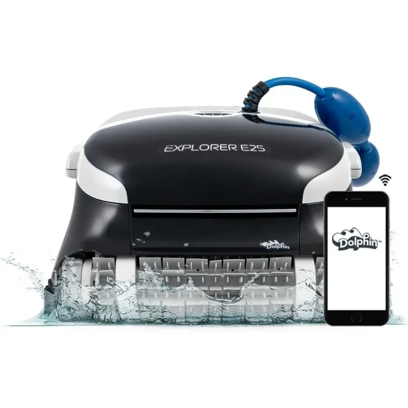 Dolphin Explorer E25 Wi-Fi Automatic Robotic Pool Vacuum Cleaner, Wall Climbing Scrubber Brush, Top Load Filters Access