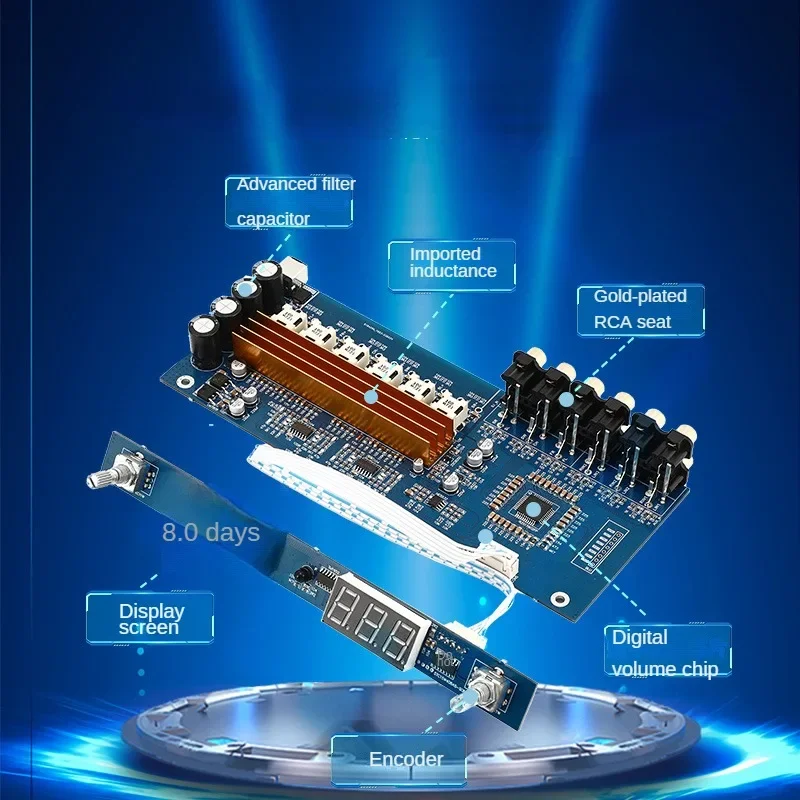 TPA3116 5.1 channel HIFI High power digital remote control volume   amplifier board QCC3034 Bluetooth 5.1APTX