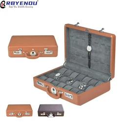 For Watch Watch Case Fingerprint Unlocking Suitcase Luxury Display Storage Watch Organizer PU Leather 28 Slots Customizable Logo