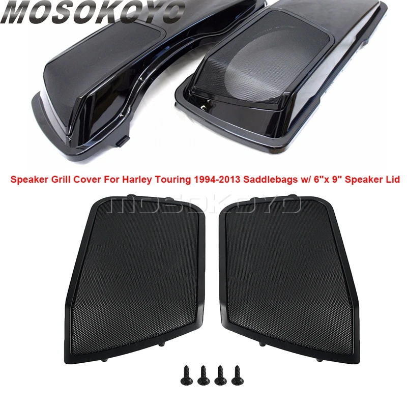 Motorcycle Saddlebag Speaker Lid Cover Grill Guard For Harley Touring Saddlebags W/ 6x9