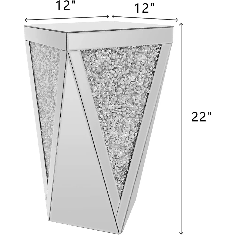 طاولة نهاية فضية بمرآة، طاولة جانبية مرصعة بالكريستال، طاولة قهوة صغيرة بمرآة لغرفة المعيشة، غرفة النوم GN152TB #2