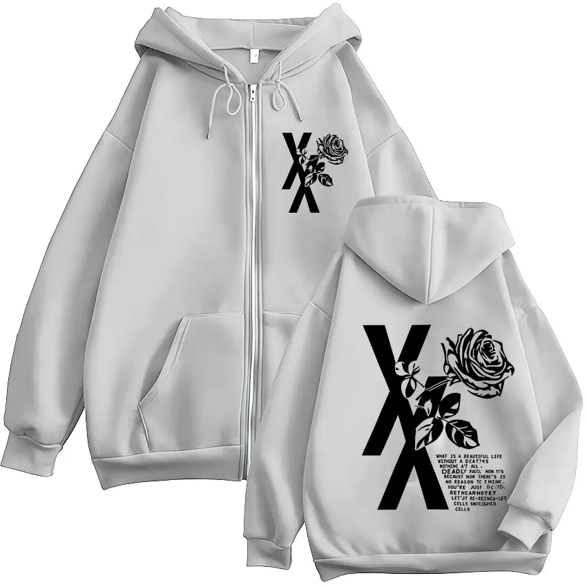 مغني الراب Mgk Lost Tour 2025 طباعة قلنسوة بسحاب الرجال النساء موضة عادية المتضخم سترة البلوز الصوف الملابس معاطف مقنعين #2