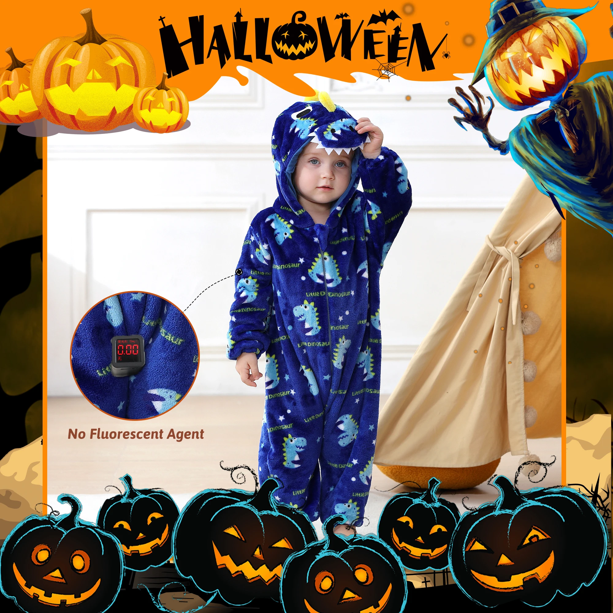 MICHLEY Halloween Cosplay Neugeborenes Baby Mädchen Kleidung Strampler Cartoon Giraffen Kostüm Jumpsuit Winter Warmer Einteiler Outfit für Jungen – Detail 11